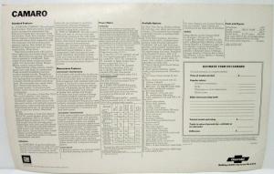 1973 Chevrolet Dealer Showroom Poster Sales Spec Sheet Corvette Camaro Nova