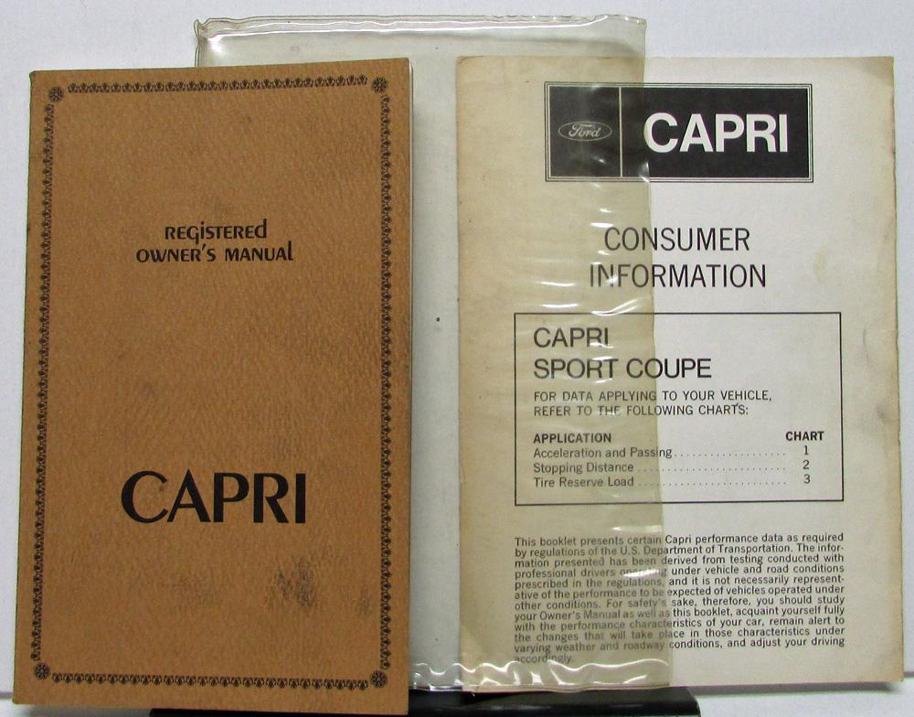 1971 Mercury Capri Owners Manual Sport Coupe Folder Vinyl Pouch Original