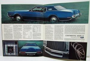 1972 Lincoln Continental Mark IV Glossy Cardstock Sales Brochure Oversized Orig