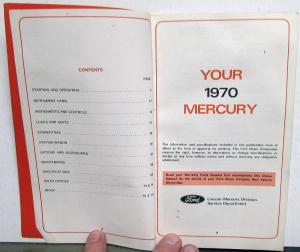 1970 Mercury Monterey Marauder Marquis All Models Owners Manual Original