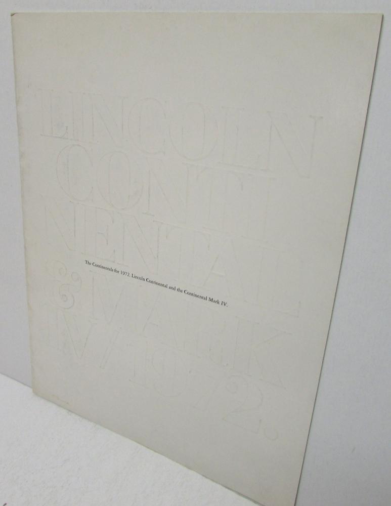 1972 Lincoln Continental Mark IV Raised Embossed Cover Sales Brochure XL Orig