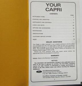 1974 Mercury Capri Owners Manual Original