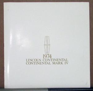 1974 Lincoln Continental Mark IV REVISED Sales Brochure Original