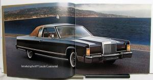 1977 Lincoln Continental Town Coupe Sedan Prestige Sales Brochure Oversized Orig