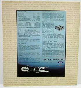 1979 Lincoln Versailles Sales Brochure Canadian