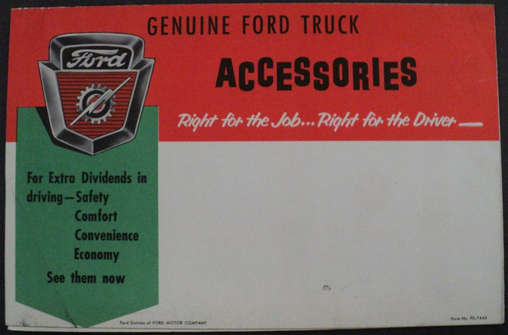 1953 Genuine Ford Truck Accessories Sales Folder Brochure Mailer Original