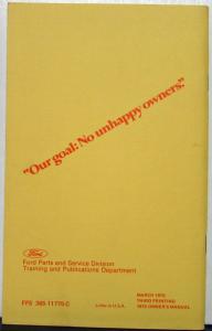 1975 Mercury Cougar Owners Manual Original