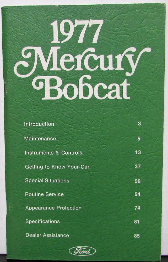 1977 Mercury Bobcat Owners Manual Original