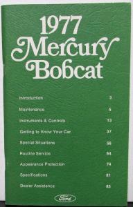 1977 Mercury Bobcat Owners Manual Original