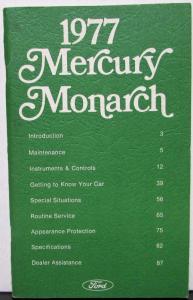 1977 Mercury Monarch Owners Manual Original
