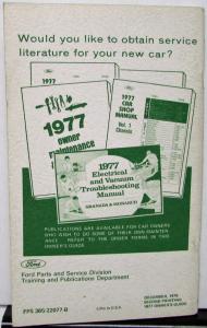 1977 Mercury Monarch Owners Manual Original