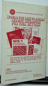 1978 Mercury Bobcat Owners Manual Original