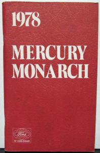 1978 Mercury Monarch Owners Manual Original