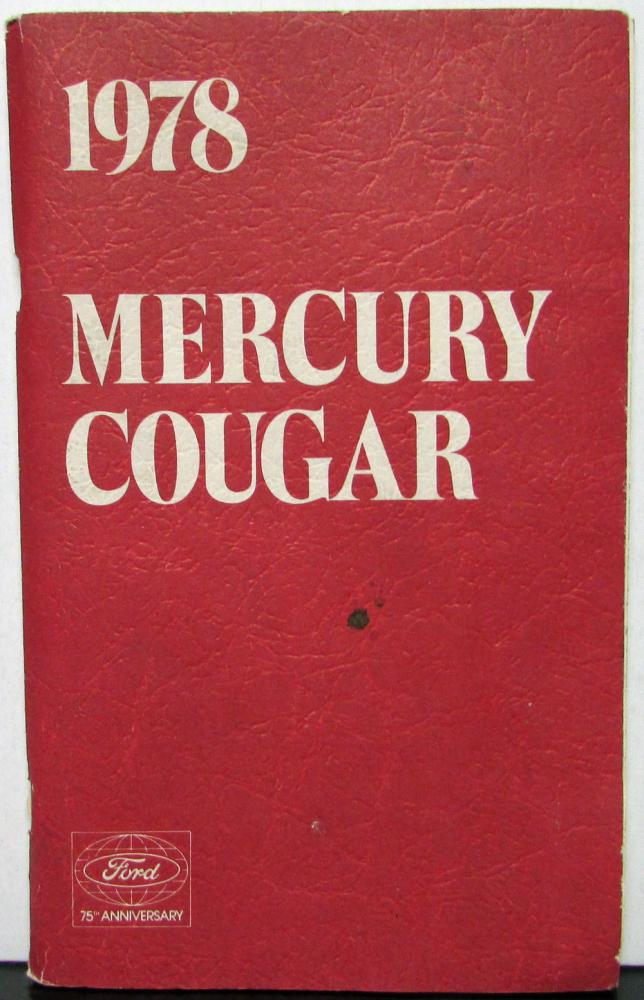 1978 Mercury Cougar Owners Manual Original