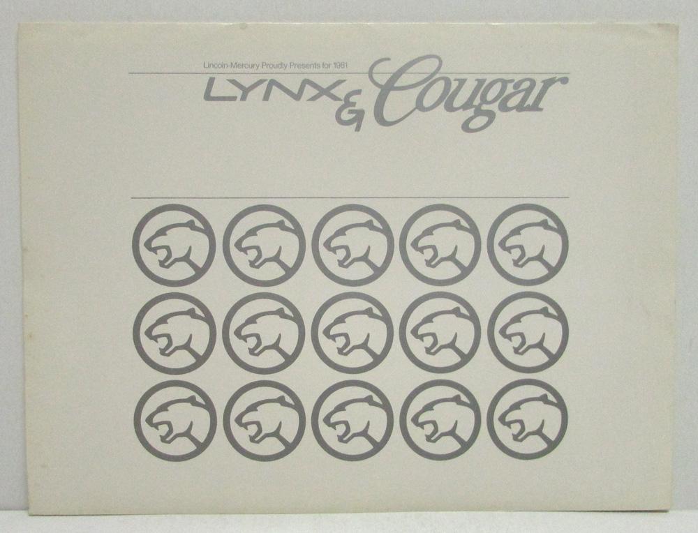 1981 Mercury Lynx and Cougar Data Sheets with Cover
