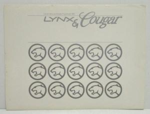 1981 Mercury Lynx and Cougar Data Sheets with Cover