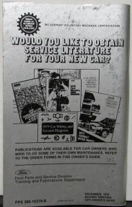 1979 Mercury Full Size Passenger Car Owners Manual Original