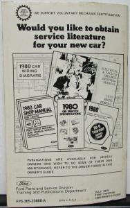 1980 Mercury Bobcat Owners Manual Original