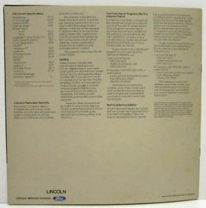 1982 Lincoln Sales Brochure Town Car Revised