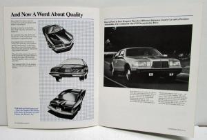 1984 Lincoln Continental Mark VII Sales Brochure for Sales Personnel