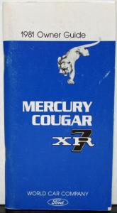 1981 Mercury Cougar XR7 Owners Manual Original