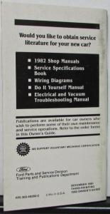 1982 Mercury LN7 Owners Manual Original