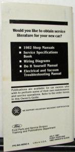 1982 Mercury Cougar XR7 Owners Manual Original