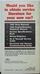 1984 Mercury Lynx Owners Manual and Operating Guide Original