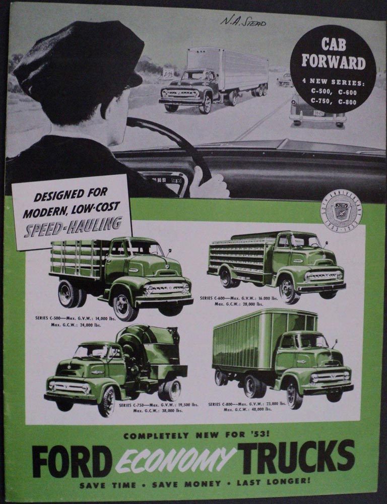 1953 Ford Cab Forward Trucks Series C-500 C-600 C-750 C-800 Sales Brochure