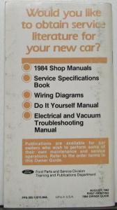 1984 Mercury Marquis Owners Manual Original