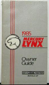 1985 Mercury Lynx Owners Manual Original