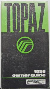 1986 Mercury Topaz Owners Manual Original