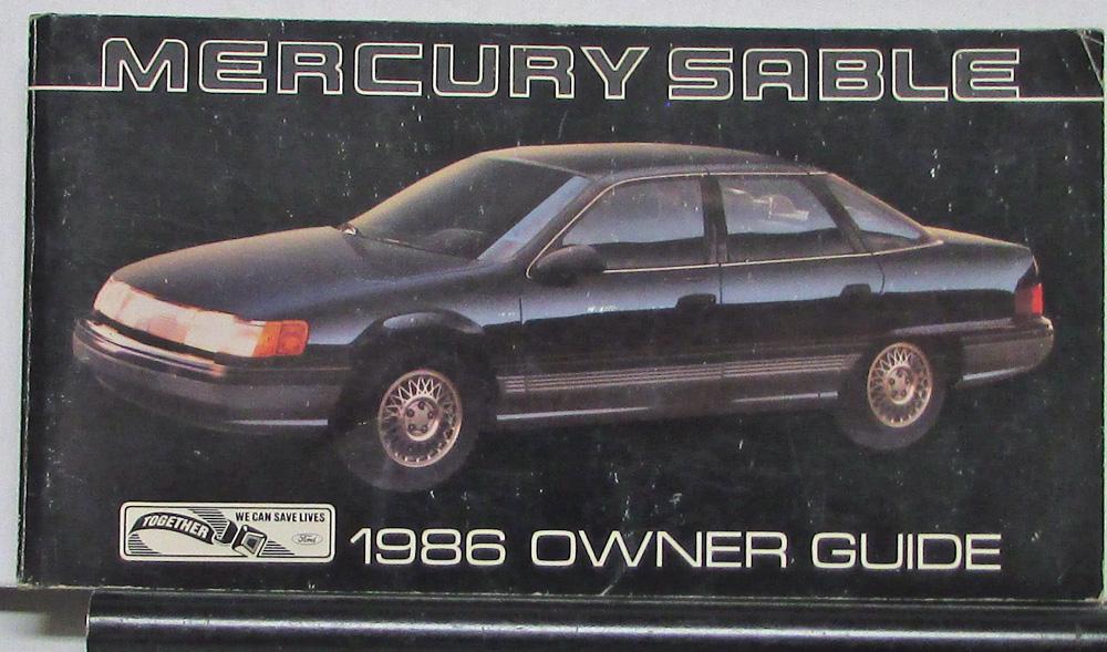 1986 Mercury Sable Owners Manual Original
