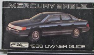1986 Mercury Sable Owners Manual Original