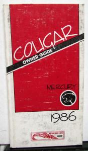 1986 Mercury Cougar Owners Manual Original