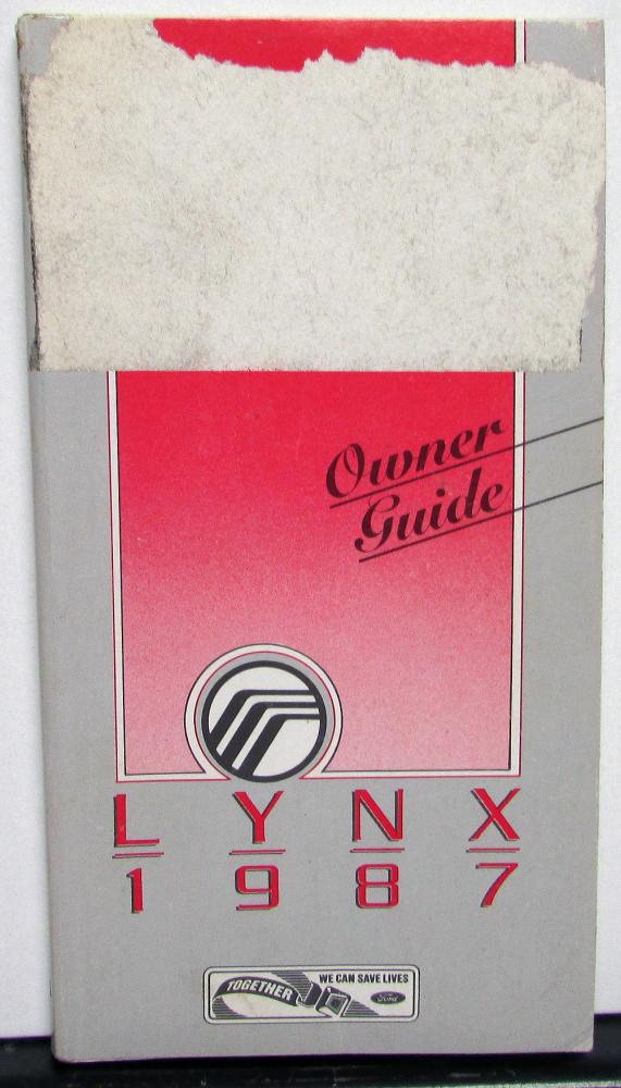 1987 Mercury Lynx Owners Manual Original
