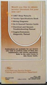 1987 Mercury Topaz Owners Manual and Extra Materials Original