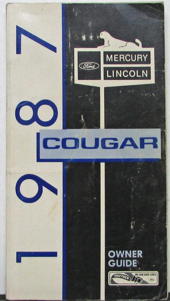 1987 Mercury Cougar Owners Manual Original