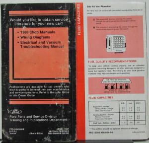 1988 Mercury Tracer Owners Manual and Operators Guide Original