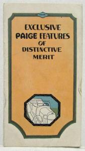 1918 thru 1923 Paige Exclusive Features of Distinctive Merit Sales Brochure Orig