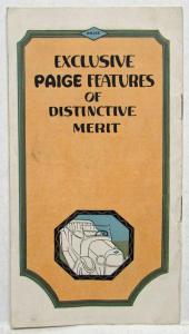 1918 thru 1923 Paige Exclusive Features of Distinctive Merit Sales Brochure Orig