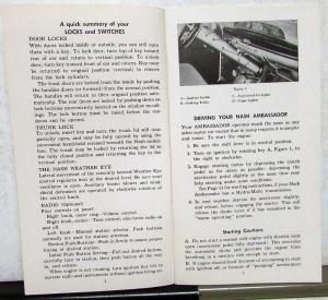 1952 Nash Ambassador Owners Manual Care & Operation Original Rare