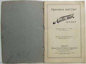1920 National Sextet Series BB Owners Manual Care & Operation Original Rare