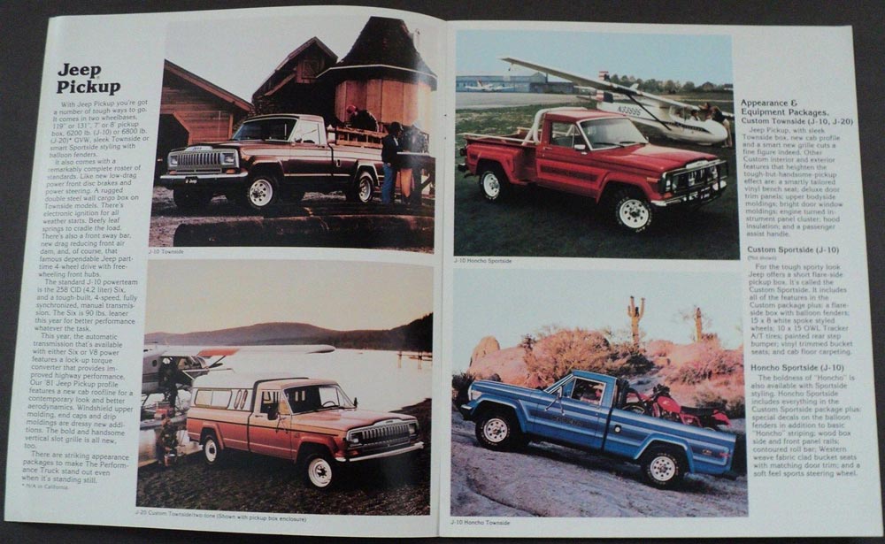 1981 Jeep Pickup CJ Cherokee Wagoneer Honcho Townside Laredo Sales Brochure