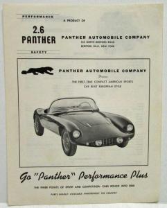 1962 1963 Panther 2.6 Standard & M Models Specification Folder Sales Brochure