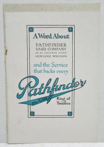 1912 thru 1917 Pathfinder Sales Co Genuine Service Brochure Original