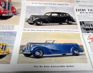 1938 DeSoto Sedan Touring Coupe Convertible 7 Passenger Sales Folder Original