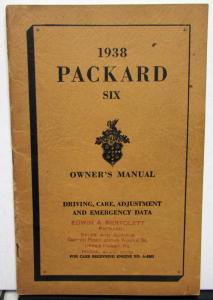 1938 Packard Six Owners Manual Care & Operation Original Maintenance