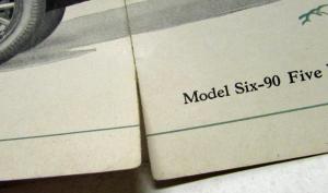 1927 Peerless Model Six 90 Five Passenger Sedan Sales Folder Original