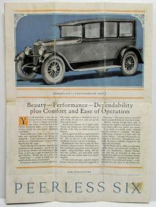 1927 1928 Peerless Six 72 5 Passenger Sedan Sales Folder Original